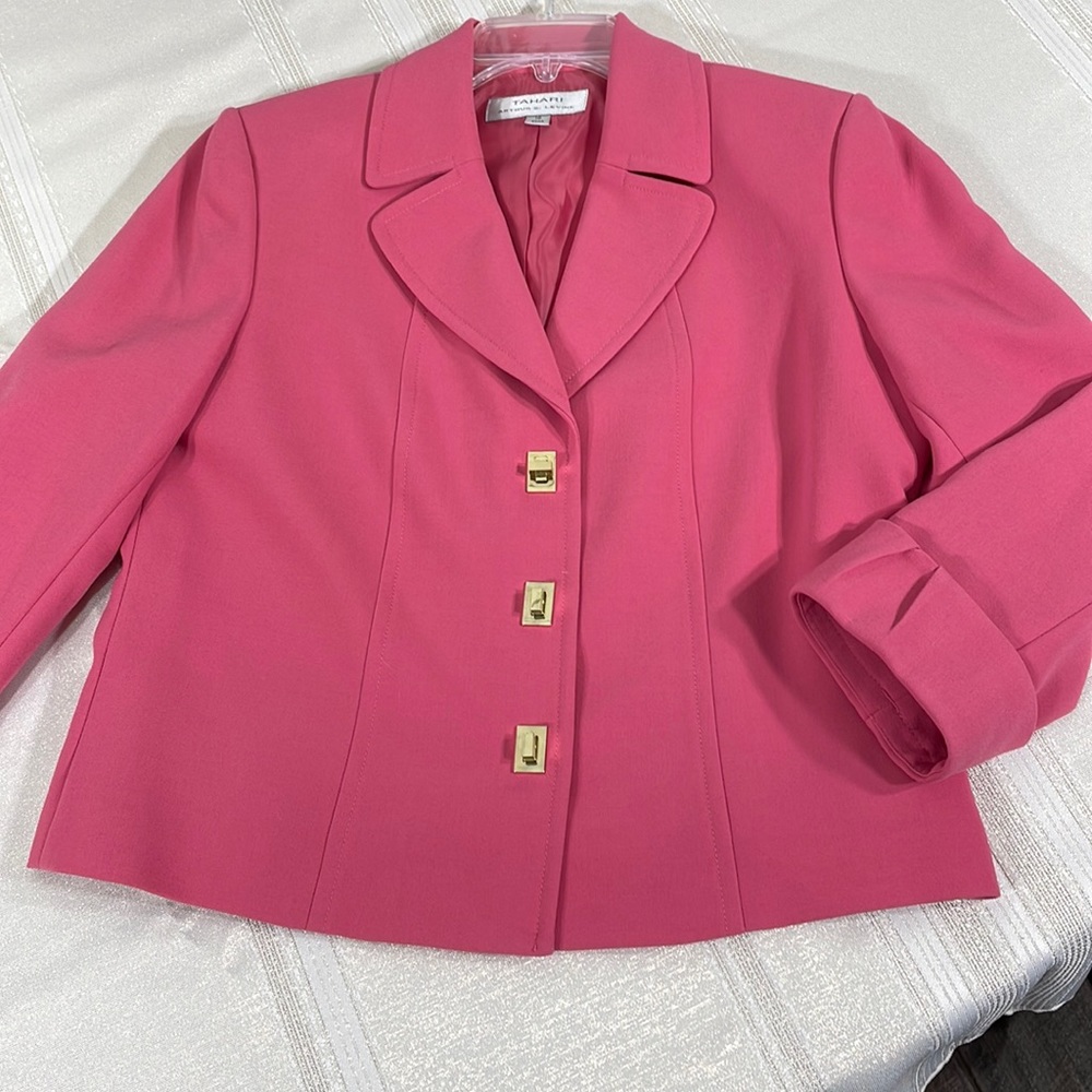 Tahari Blazer embellished with gold toggle fasteners for a sophisticated look